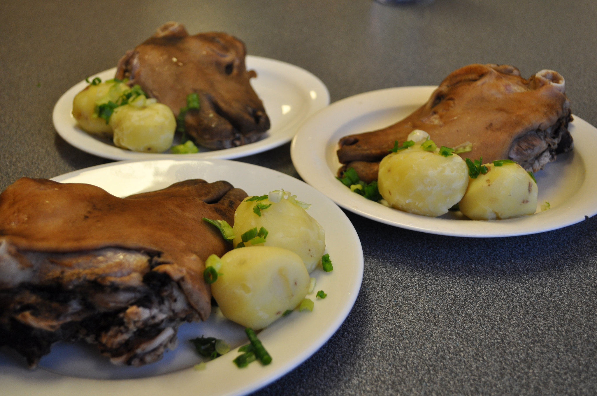 Svið or boiled sheep head, Smalahove 