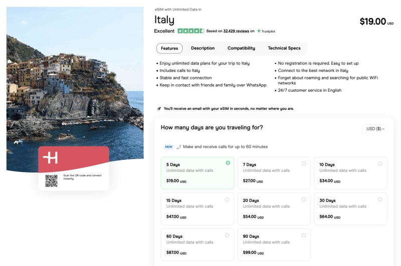 Holafly eSIM Italy Naples Airport SIM Card SIM Card Naples Airport