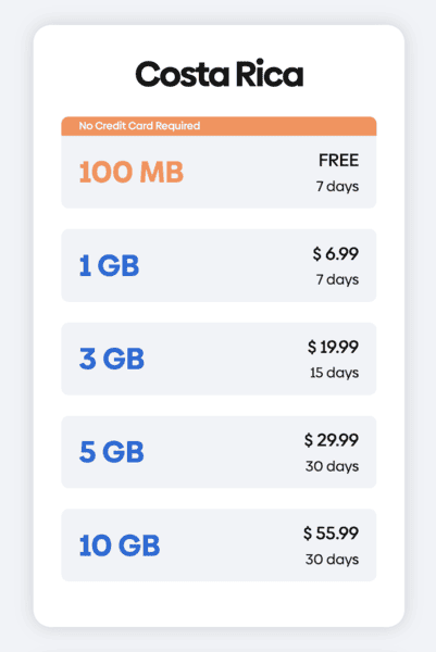 Airalo vs GigSky Costa Rica eSIM Data Plans