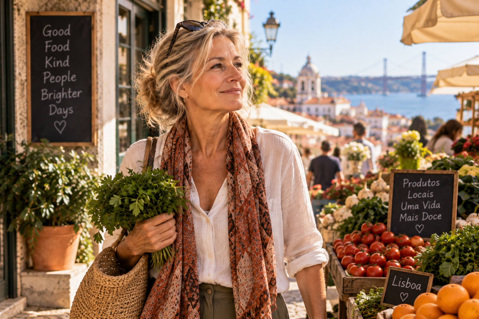 Lisbon Market Stroll with Fresh Herbs